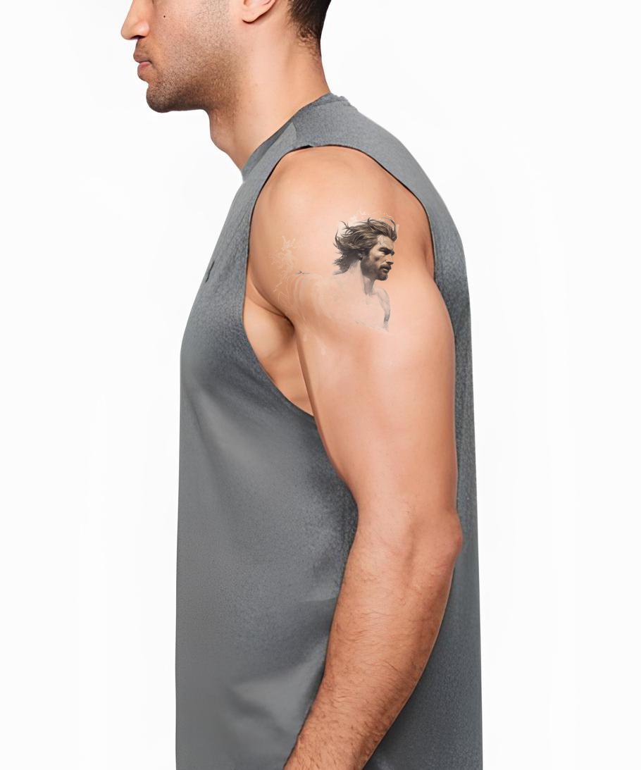 Surfer Portrait in Wave Tattoo Design