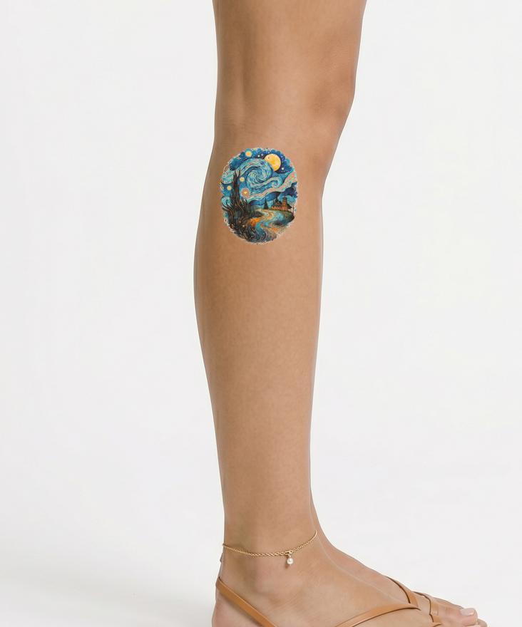 Diseño de tatuaje de La noche estrellada de Van Gogh