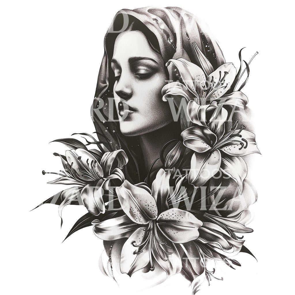 Immaculate Heart Virgin Mary Tattoo Design