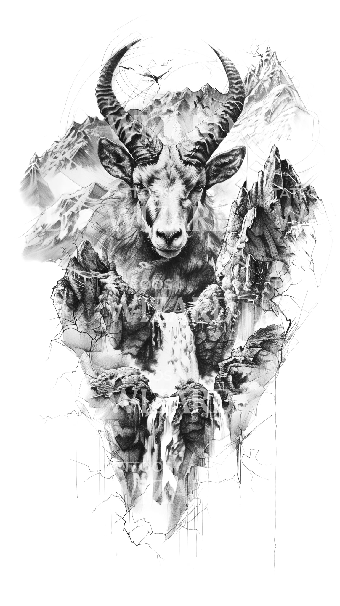 Independent Soul Ibex Tattoo Design