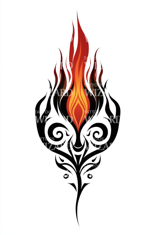 Inferno Tribal Emblem Tattoo Design