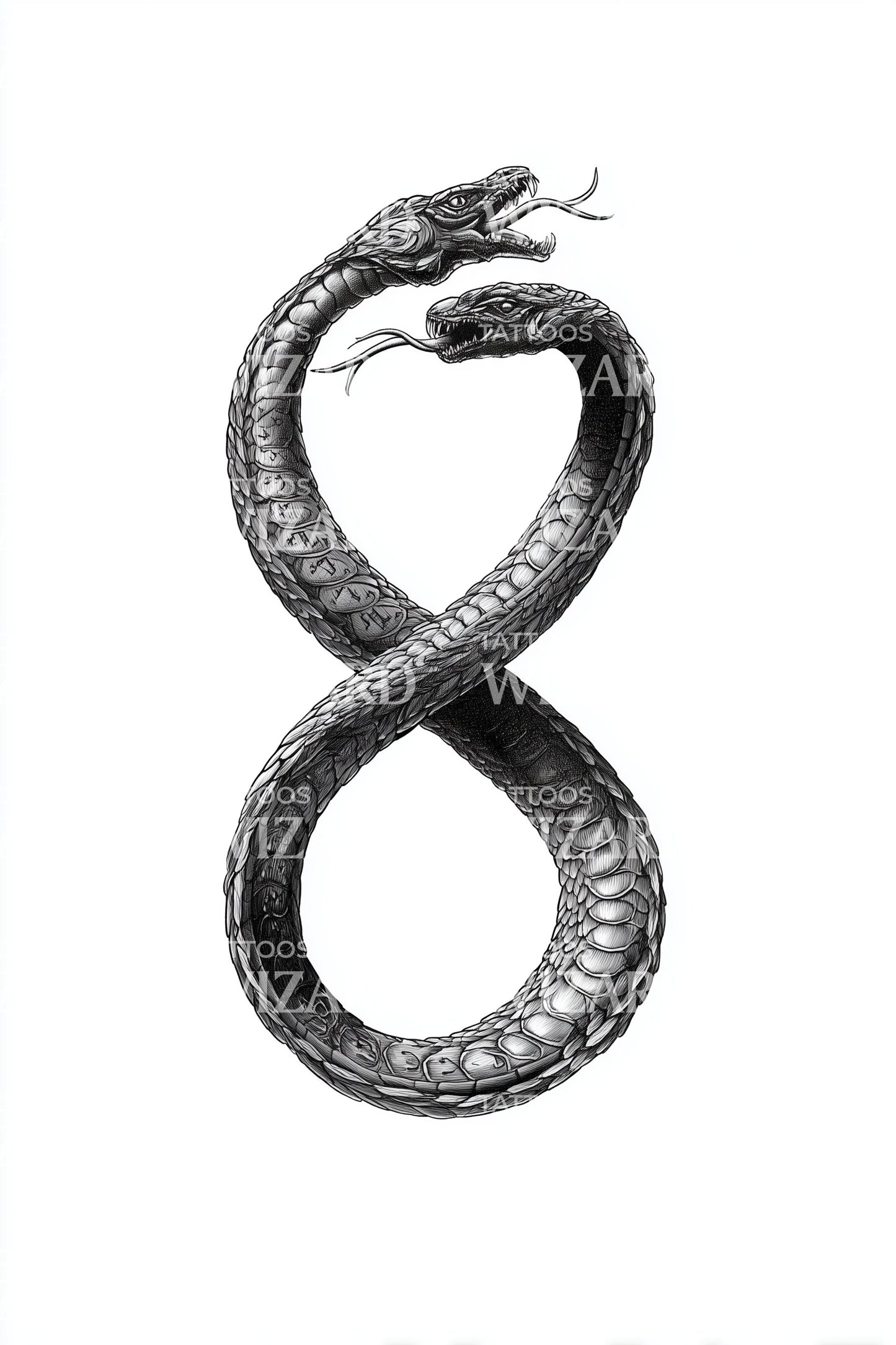 Design del tatuaggio infinito Ouroboros serpente