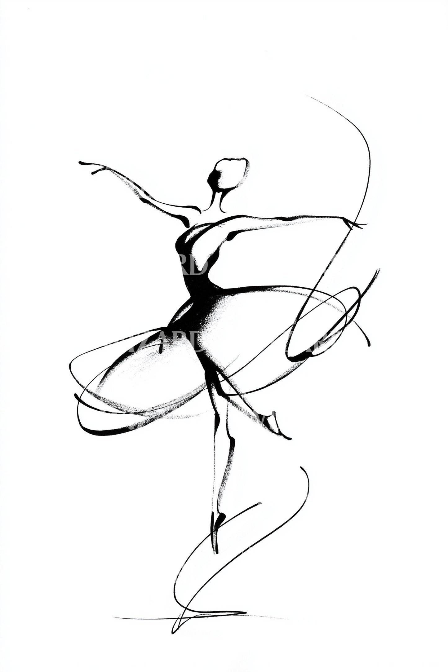 Ink Brush Ballerina Tatuering Design