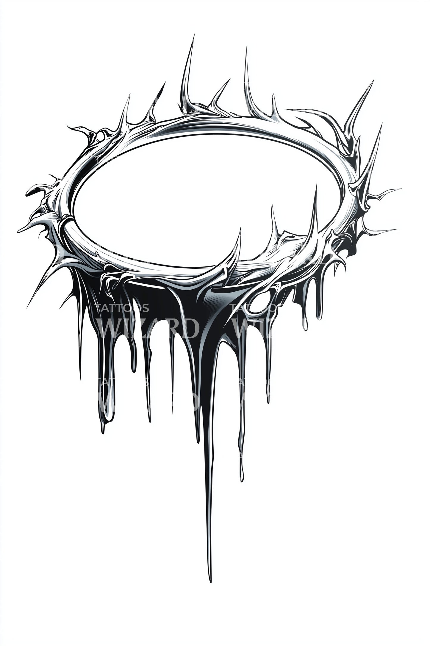 Ink Drip Circle Tattoo Design