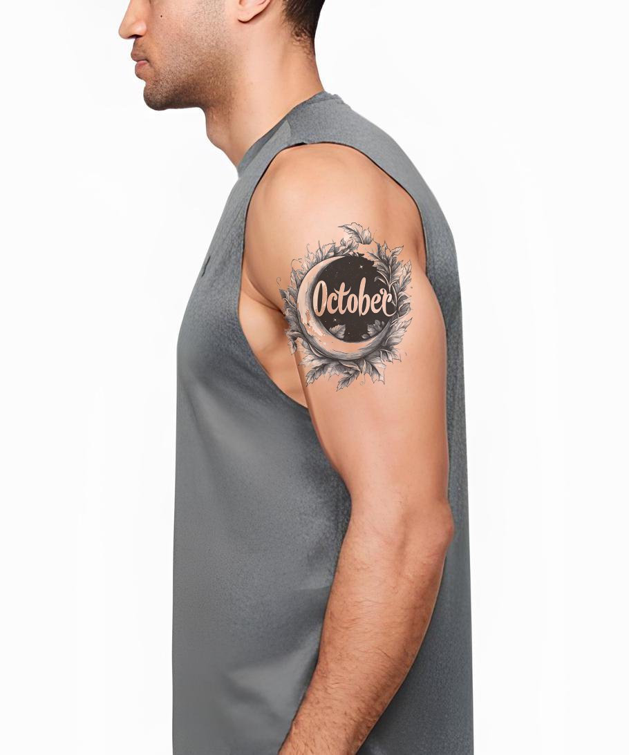 October Ink Splash Script Tattoo Design