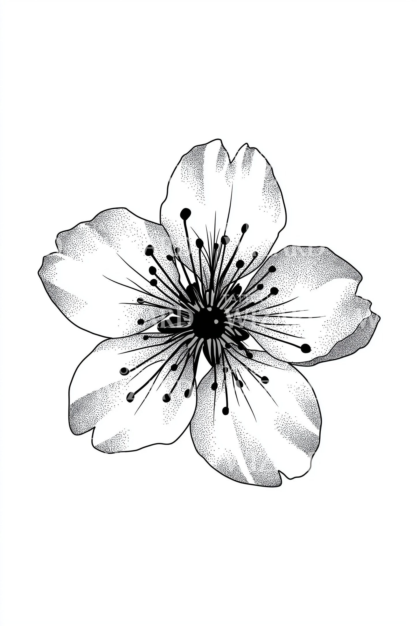 Ink Wash Kirsebærblomst Tatoveringsdesign