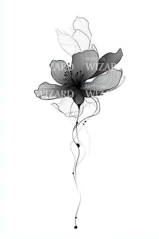 Ink Wash Single Bloom Tattoo Design