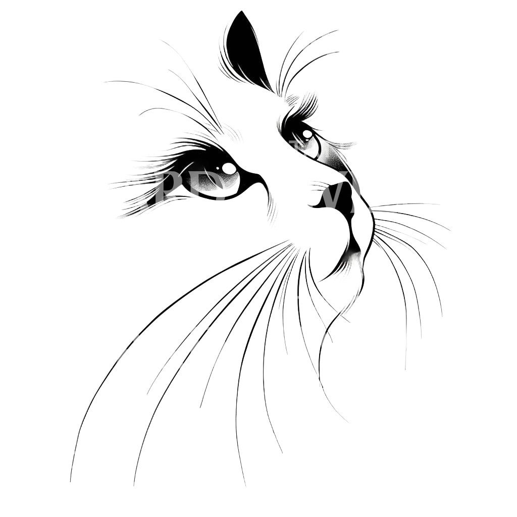 Intense Cat Whiskers Tattoo Design