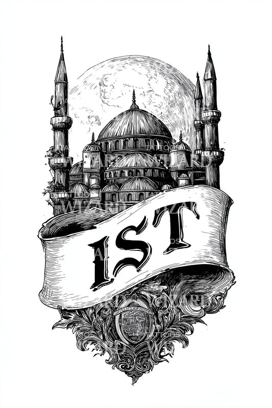 IST Ottoman Mosque Tattoo Illustration