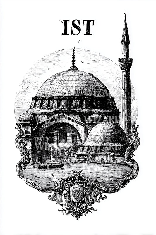 Istanbul Dome Silhouette Tattoo Design