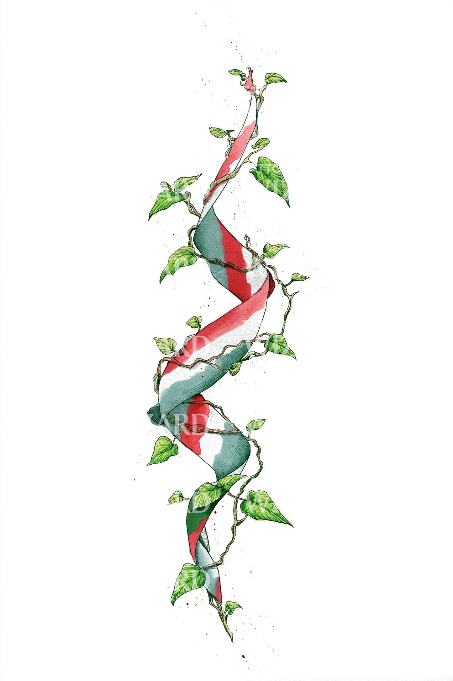 Diseño de tatuaje de vid con cinta tricolor de Italia