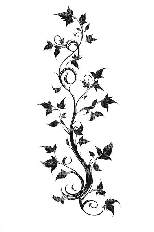 Ivy Spiral Flourish Tattoo Design