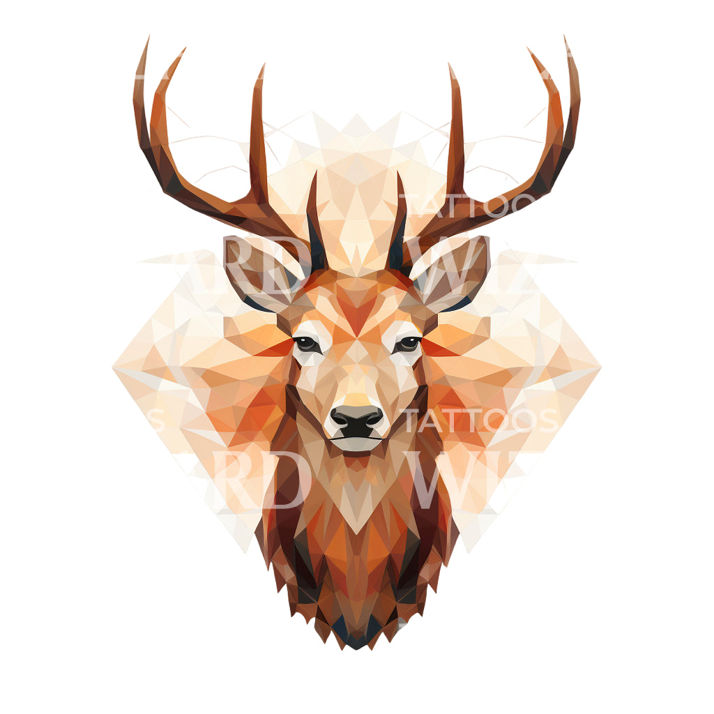 Geometric Deer Tattoo Design