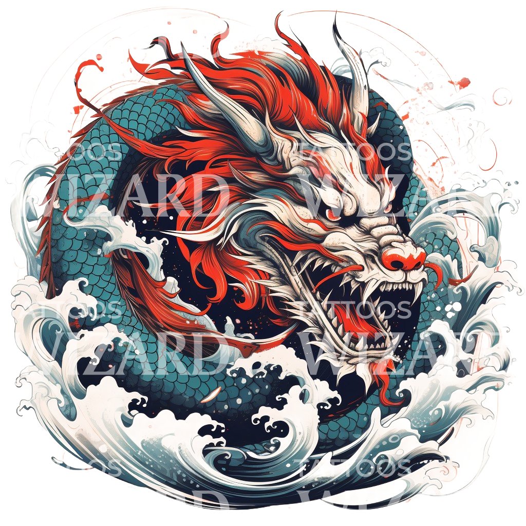 Fierce Japanese Dragon Tattoo Design