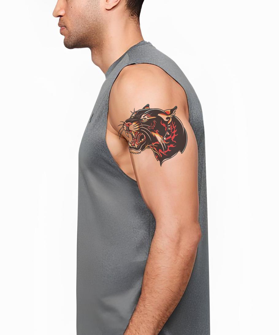 Desenho de Tatuagem Jaguar Preto Oldschool
