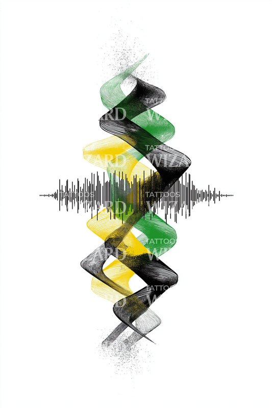 Jamaica audio vlna stužka tetování design