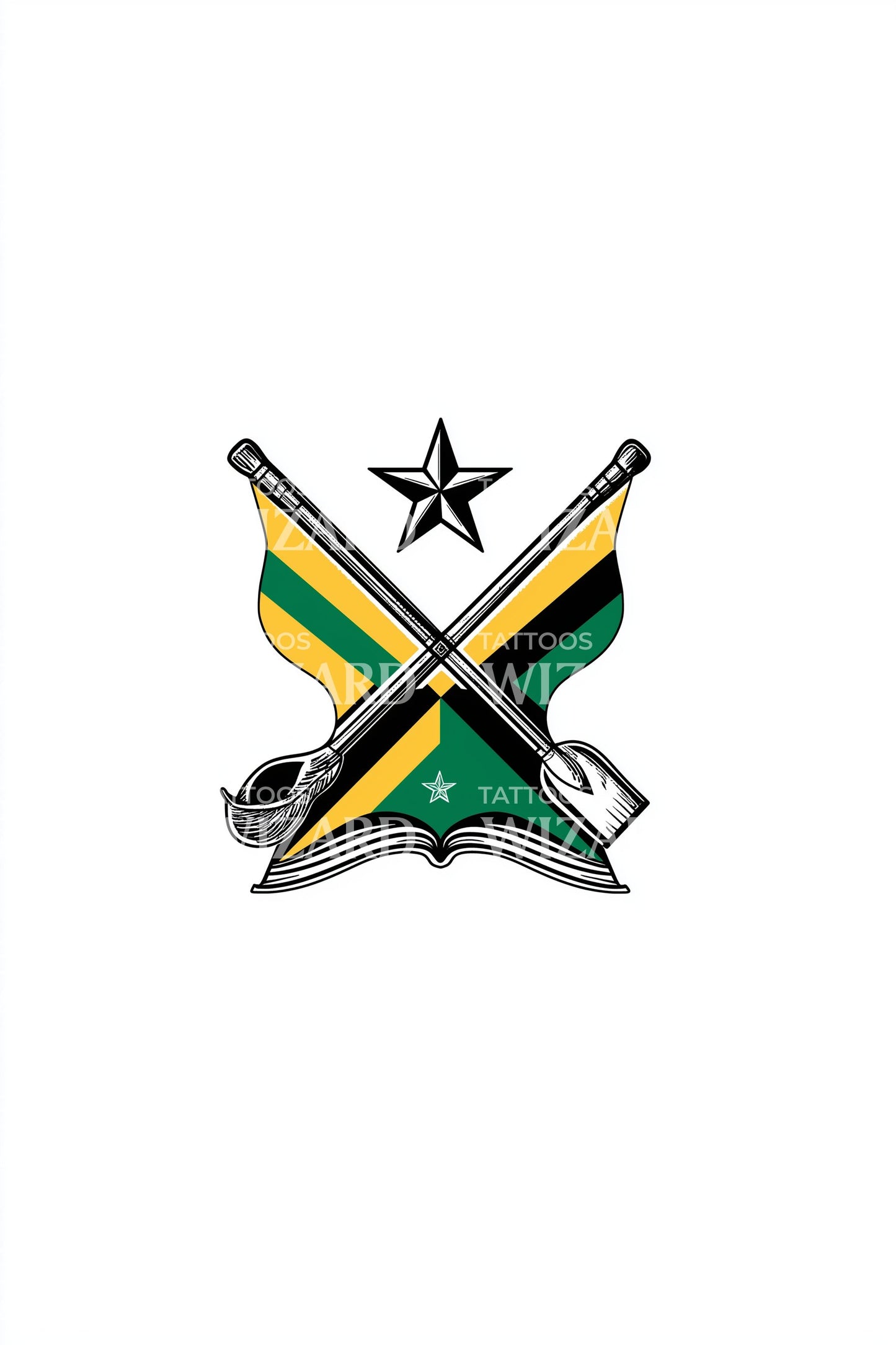 Desain Tato Bendera Silang Jamaika