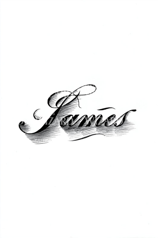 James Classic Cursive Tattoo Idea