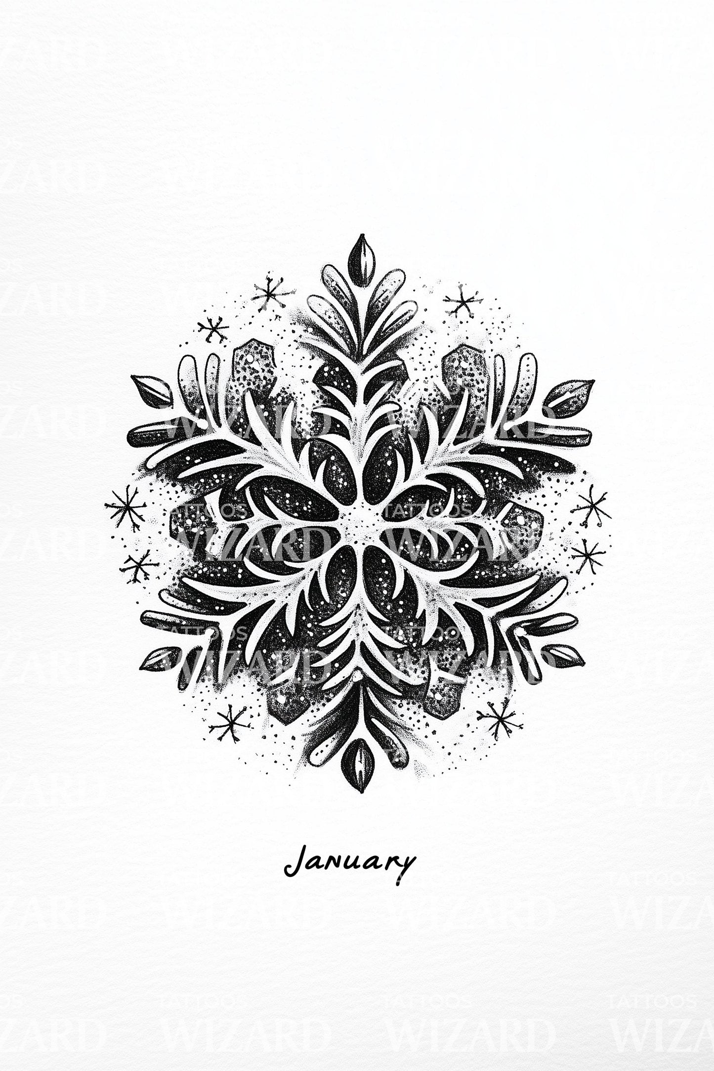 January Snowflake Mandala Tattoo Design