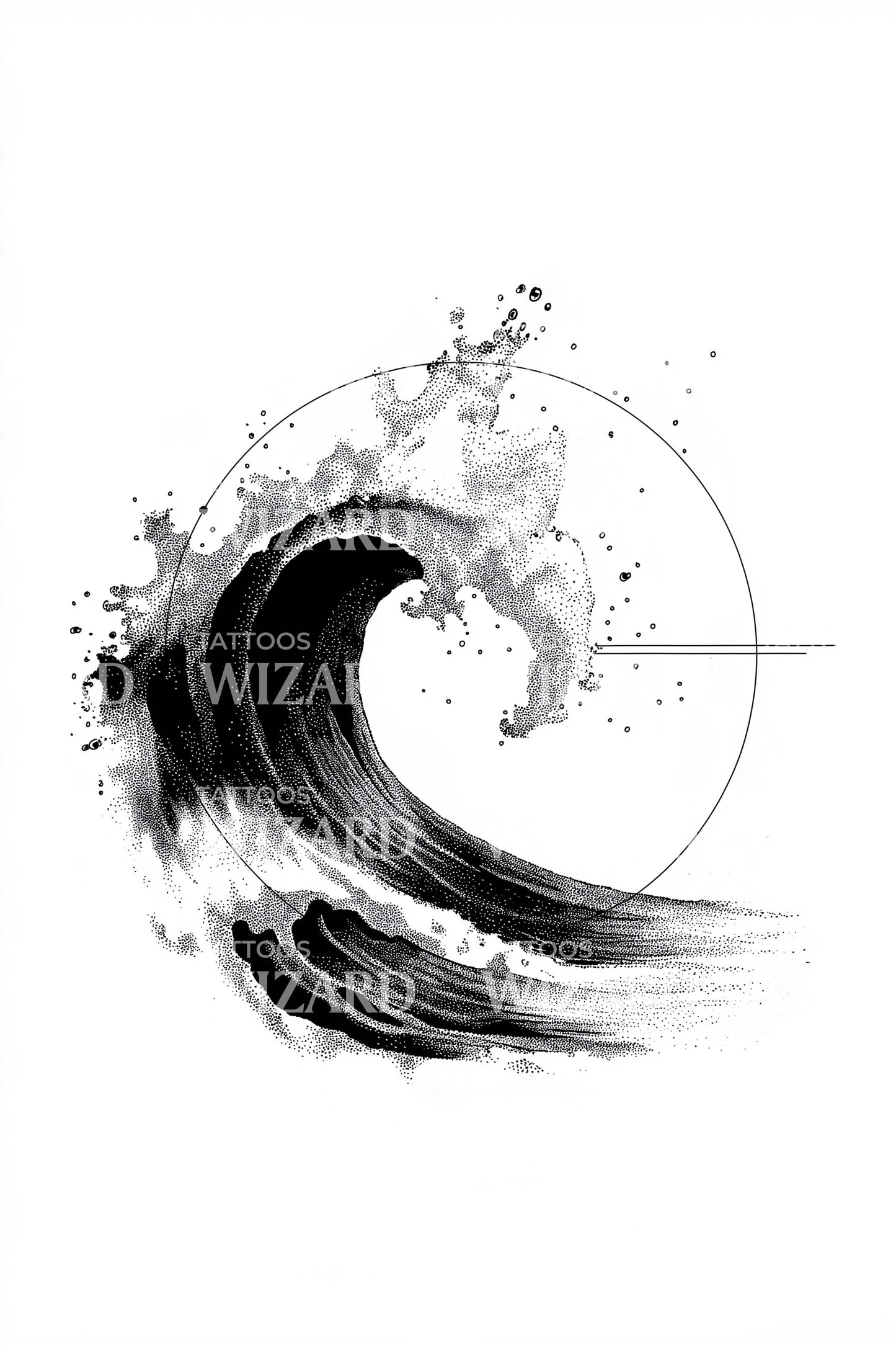 Japanese Ink Wave Tattoo Illustration