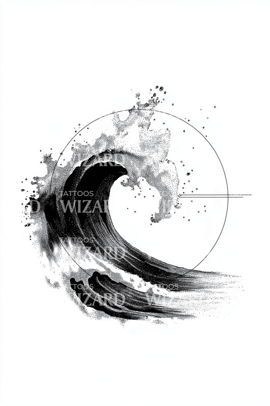 Japanese Ink Wave Tattoo Illustration