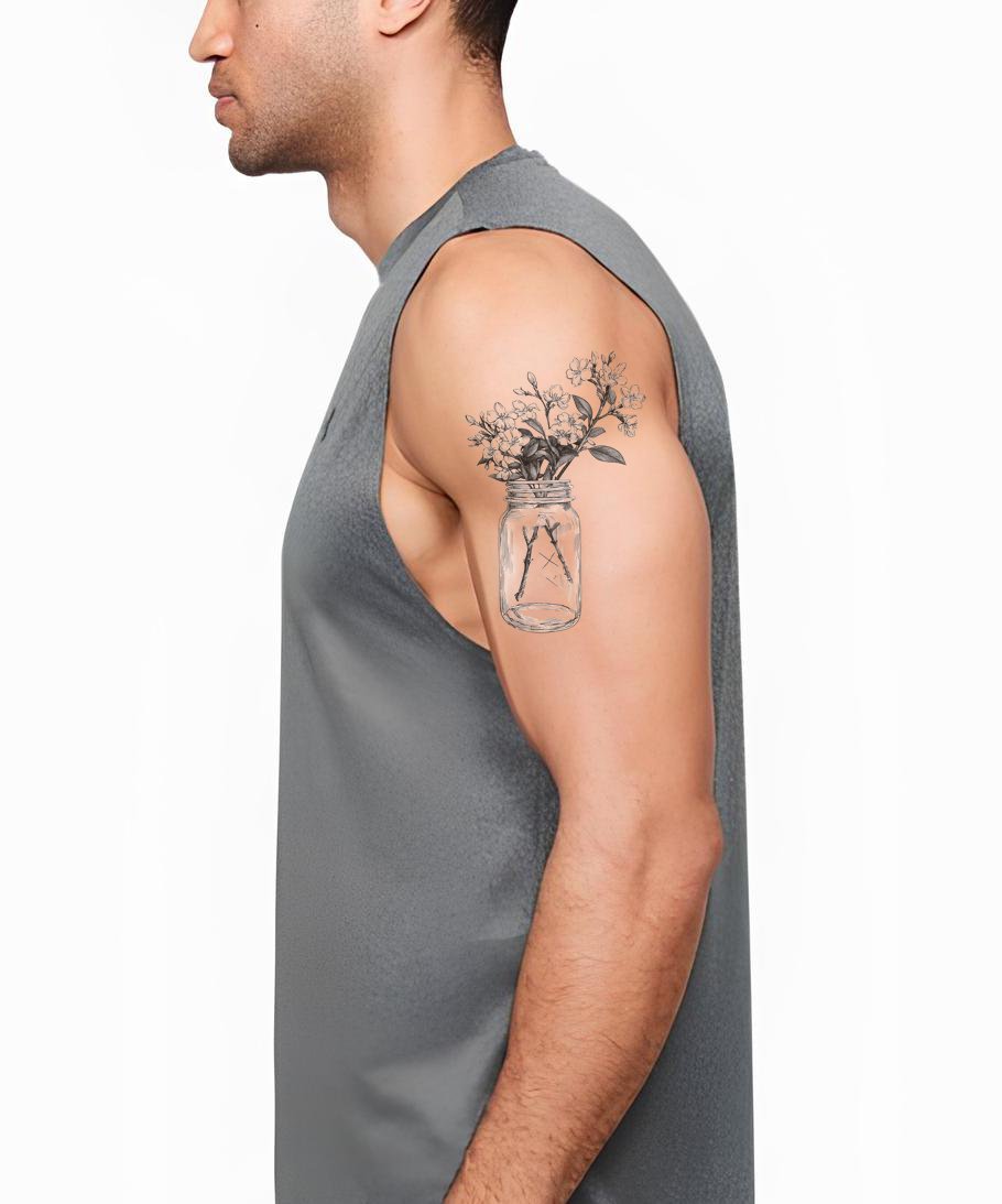 Mason Jar Wildflowers Tattoo Idea