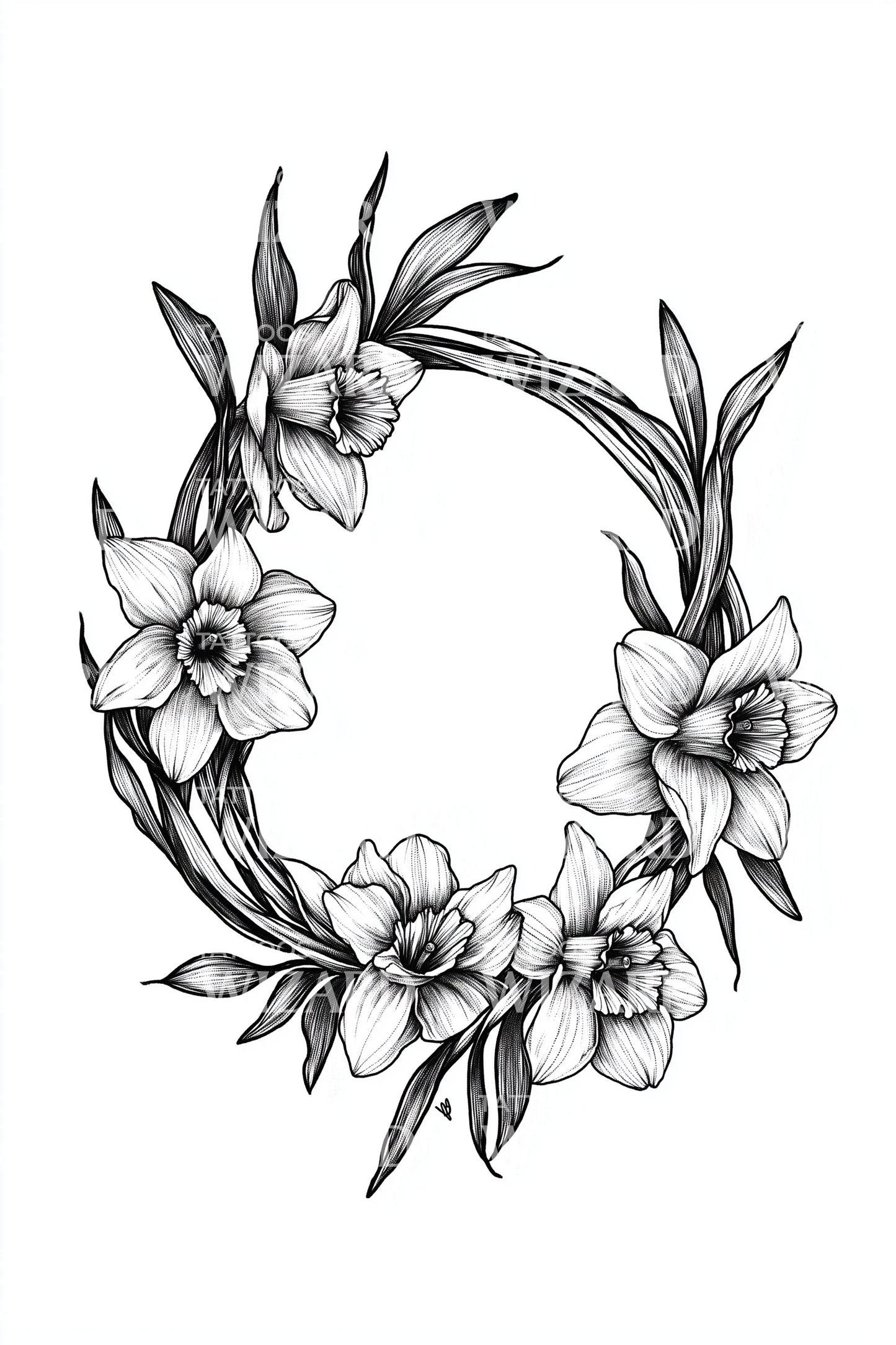 Disegno Tatuaggio Corona di Rami di Gelsomino