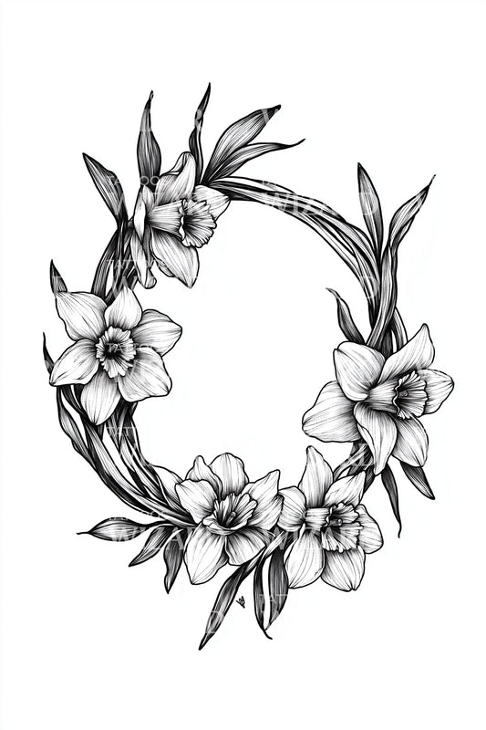 Disegno Tatuaggio Corona di Rami di Gelsomino