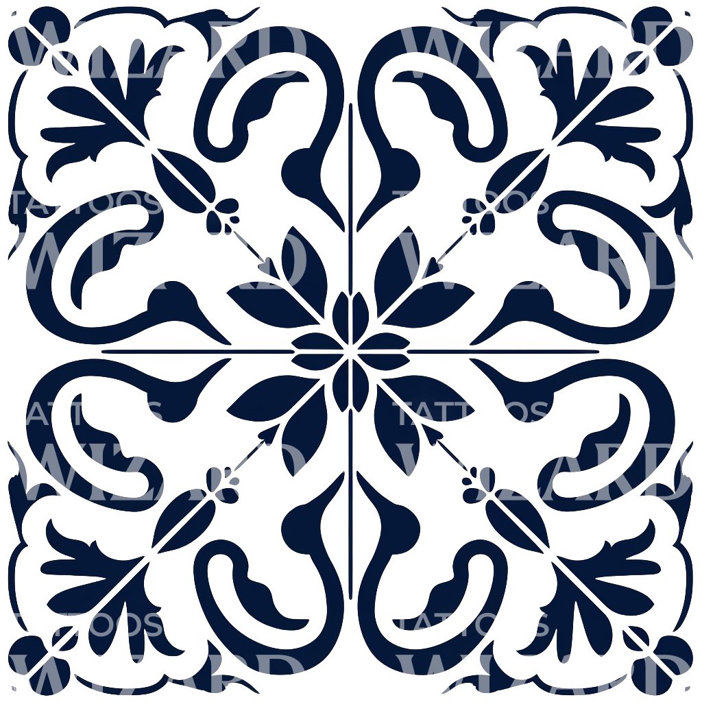 Simple Azulejo Pattern Tattoo Design