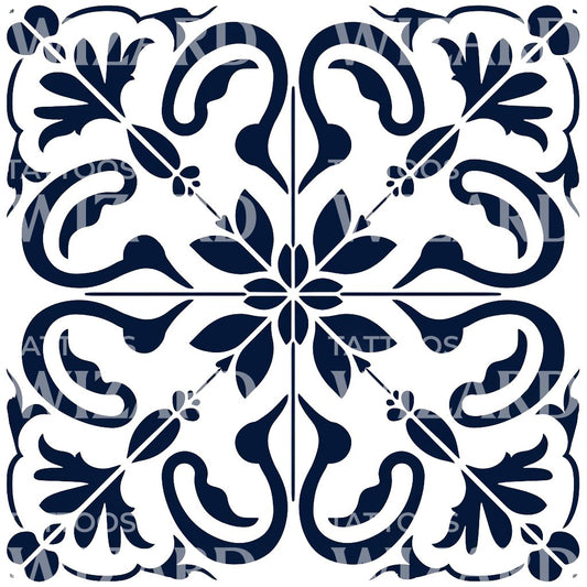 Simple Azulejo Pattern Tattoo Design