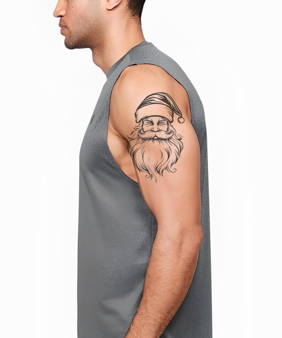 Jolly Santa Beard Tattoo Illustration