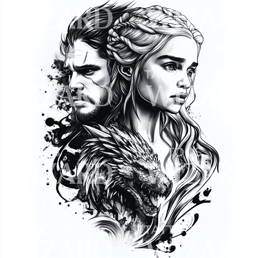 Nápad na tetování Jon Snow a Daenerys ze seriálu Hra o trůny