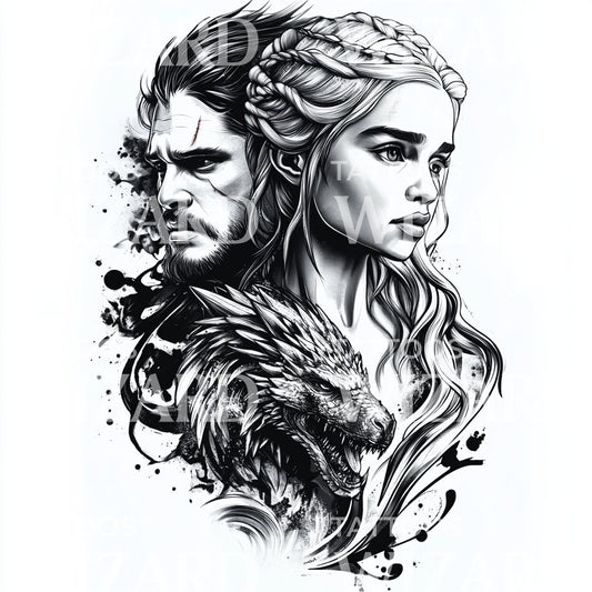 Jon Snow és Daenerys a Trónok harcából tetoválás ötlet