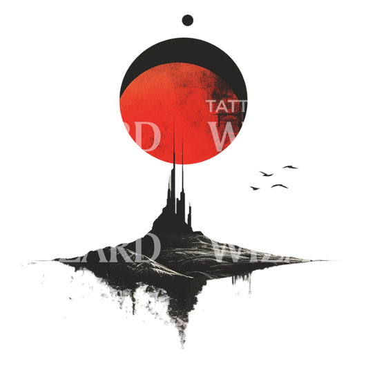 Minimalist Planet Arrakis Dune Tattoo Design