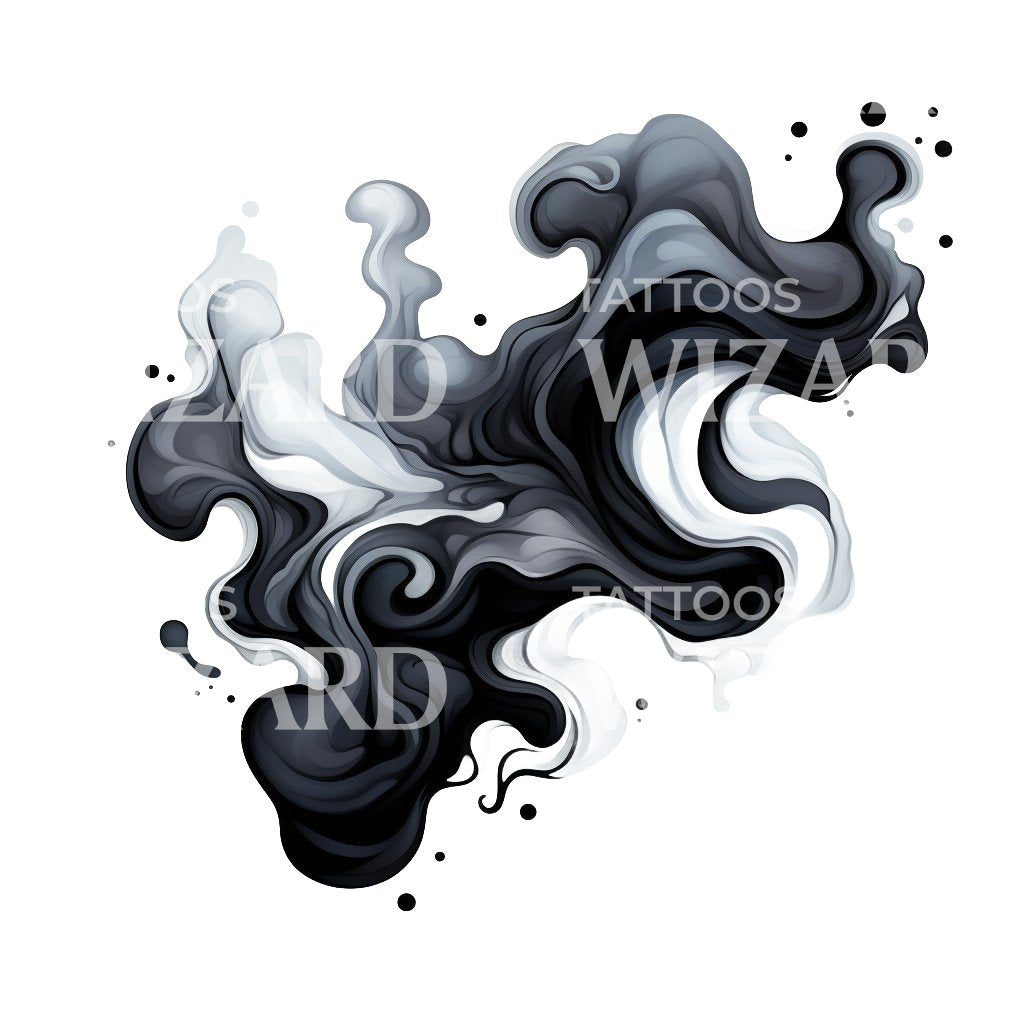 Ink Stains Flowing Abstract Tattoo Design