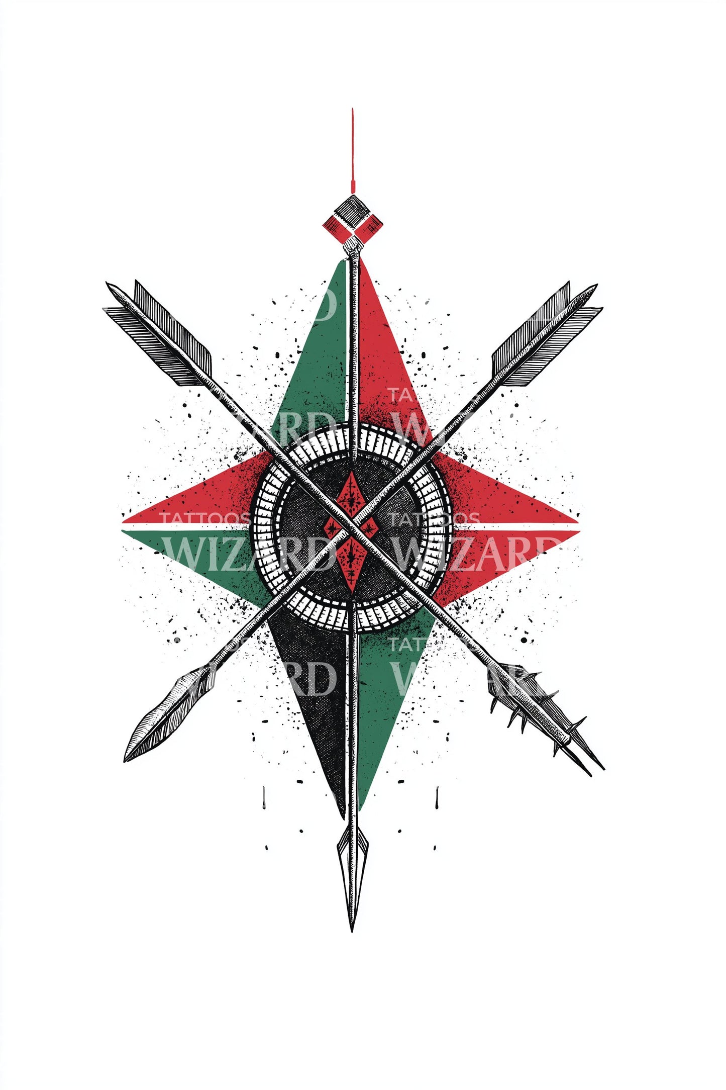Kenyan Tribal Compass Tattoo Design