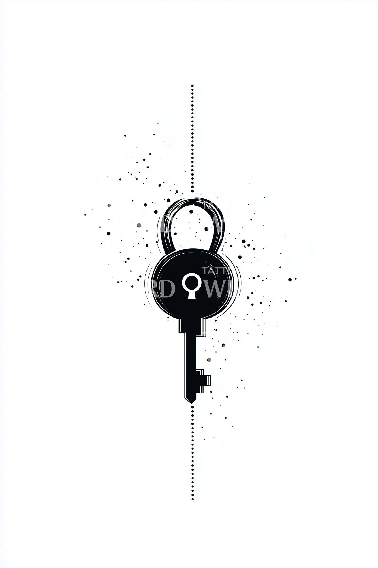 Key and Lockline Tattoo Design