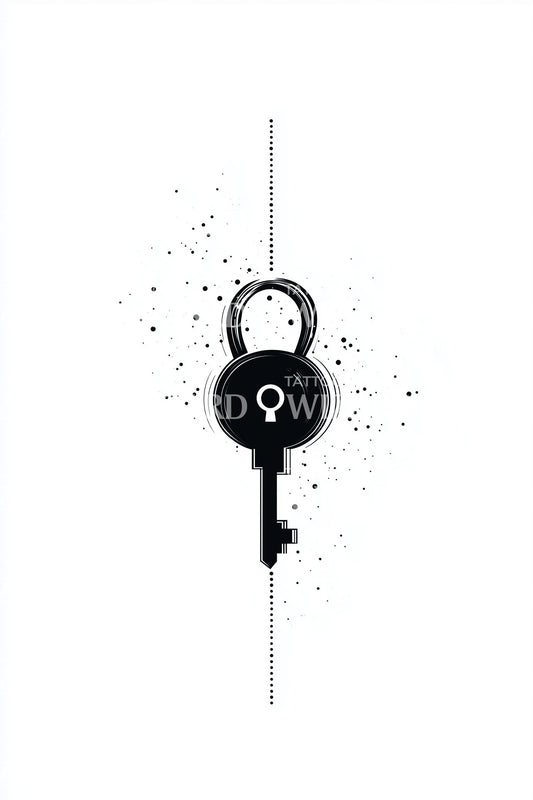 Key and Lockline Tattoo Design