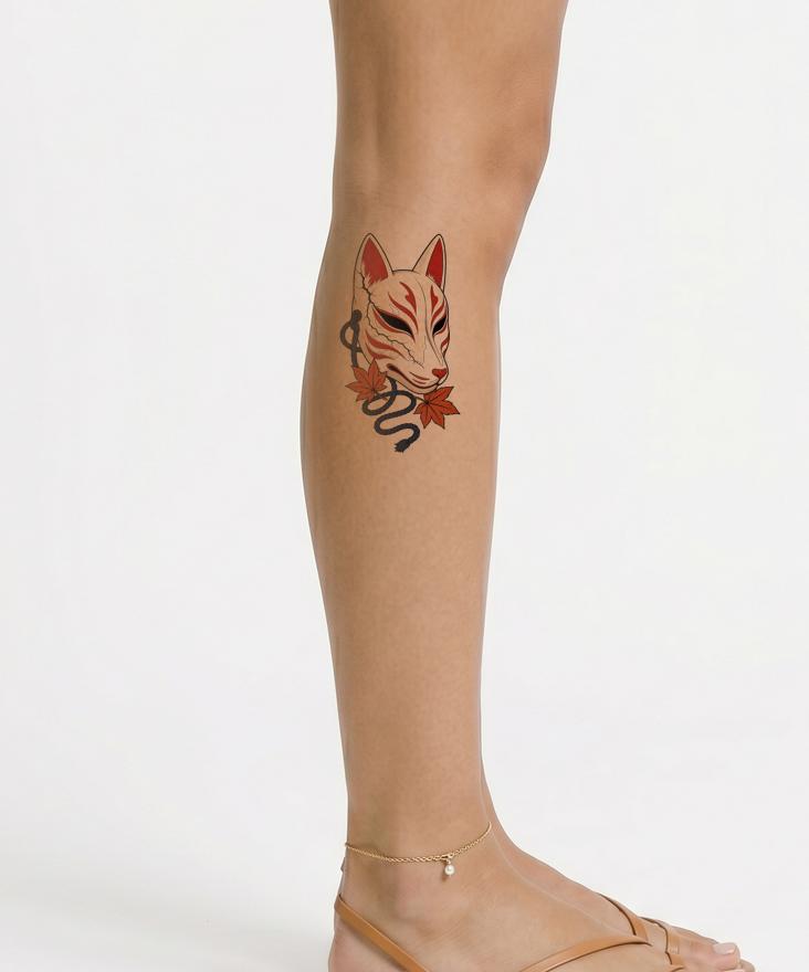 Tetování masky prasklé lišky kitsune