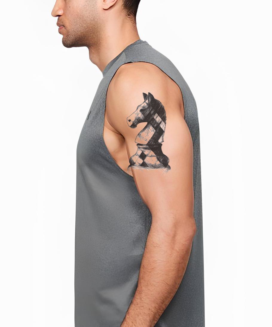Chess Knight Head Tattoo Design
