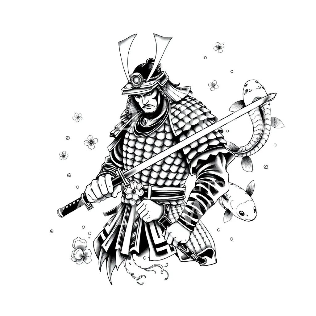 Koi Samurai Tattoo Design – Tattoos Wizard Designs