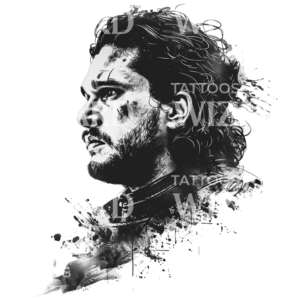 Brave Jon Snow Portrait Tattoo Design