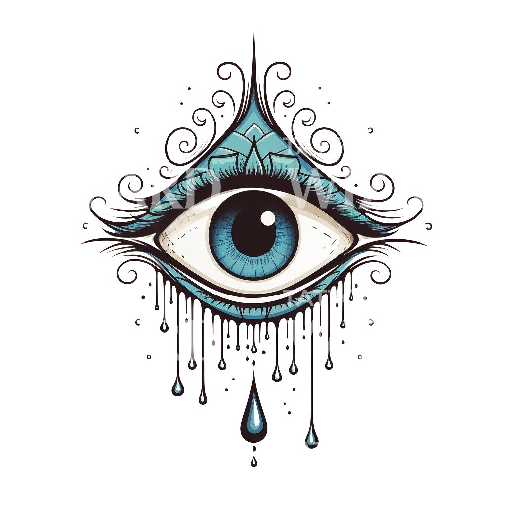 Old School Eye and Tears Tattoo Design