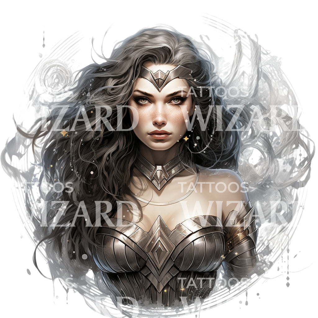 Silver Wonder Woman Marvel Inspired Tattoo Design