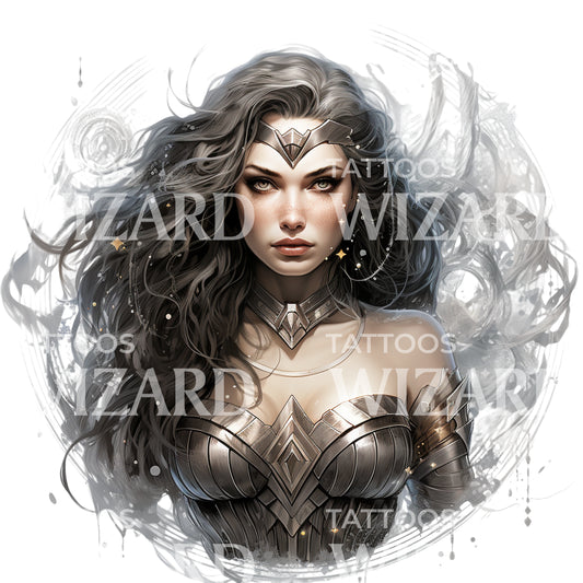 Silver Wonder Woman Marvel Inspired Tattoo Design