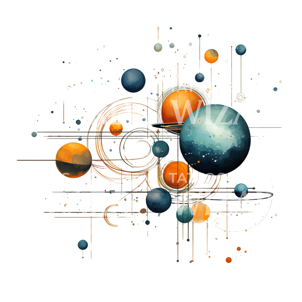 Planets Cosmic Tattoo Design
