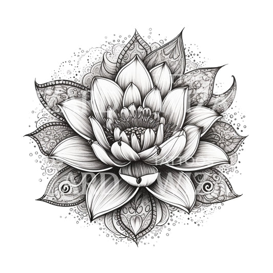 Geometric Lotus Flower Tattoo Design