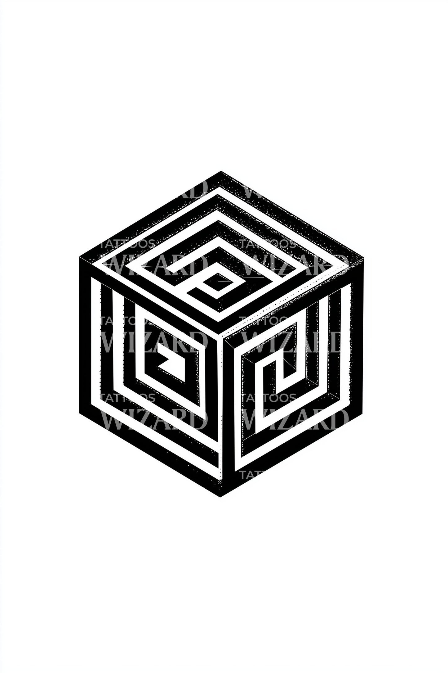 Labyrinth Cube Symbol Tattoo Design