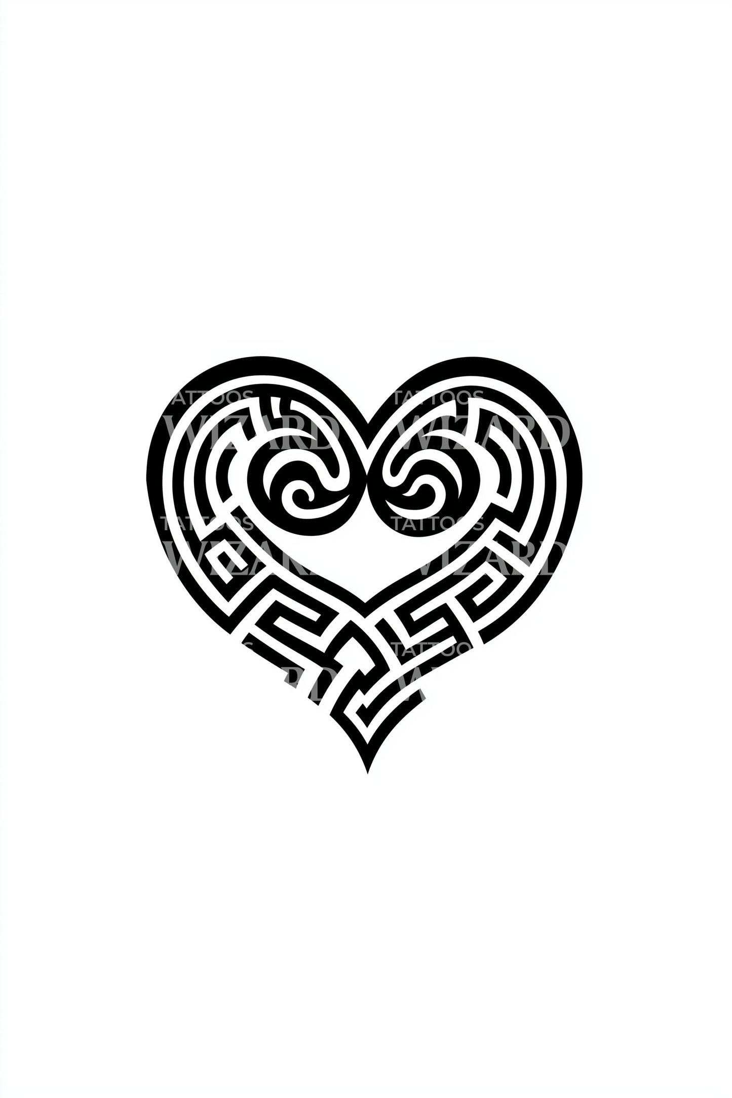 Design Tatuaggio Emblema Cuore Labirinto
