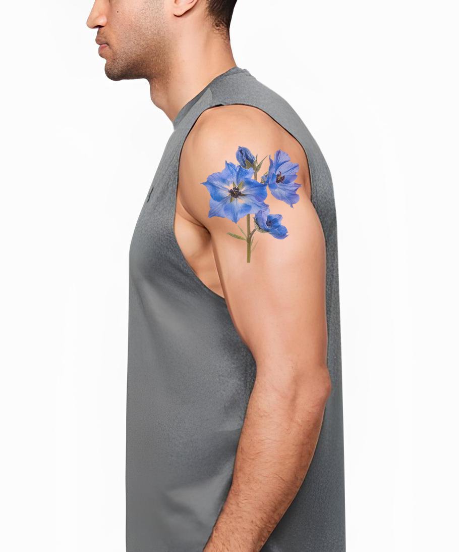 Realistic Larkspur Flower Tattoo Design